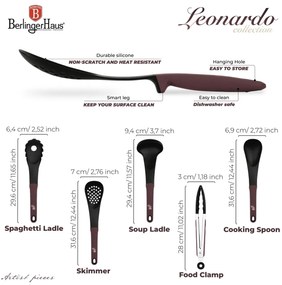 Set ustensile bucatarie 5 piese Leonardo Berlinger Haus BH 6337, visiniu