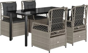 vidaXL Set mobilier de grădină cu perne, 5 piese gri deschis poliratan