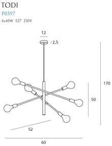 Lustra design minimalist cu 6 surse de lumina TODI VI P0397 MX