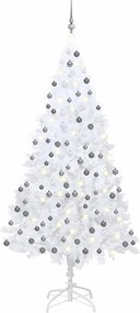 vidaXL Brad Crăciun pre-iluminat artificial set globuri alb 210 cm PVC