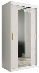Dulap de haine 100 cm Marbelo T1 (mat alb + marmură albă). 1064560