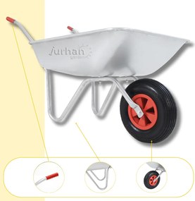 Roabă LARRY zincată, capacitate max. 80l/100kg, argintiu/negru Gardebruk