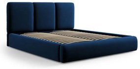 Pat matrimonial albastru închis tapițat din catifea cu spațiu de depozitare cu somieră 180x200 cm Brody – Mazzini Beds