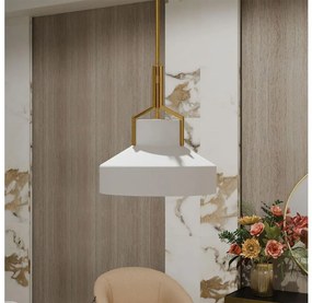 Quoizel QZ-BRECKEN-2P-AB-OPAL - Lustru pe tijă BRECKEN, 2xE27/60W/230V, auriu/alb