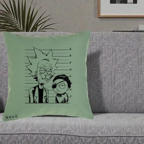 Perna Personalizata Rick si Morty Dosar, 40x40 cm, Verde, Husa Detasabila, Perna Inclusa, BEKZ®
