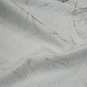 Traversa pentru masa centrală din catifea cu imprimare lucioasă de frunze albe Lățime: 35 cm | Lungime: 180 cm