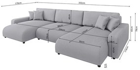 Colțar gri deschis extensibil, cu spațiu de depozitare, cu tapițerie din catifea reiată Sara – Ropez