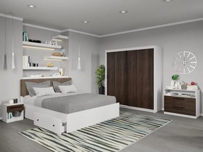 Set mobila dormitor Cedric Alb/Maro C09