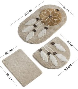 Covorașe de baie maro deschis 3 buc. 100x60 cm Ruya – Foutastic