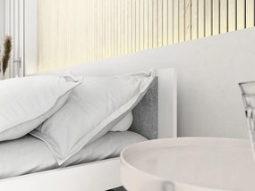 Pat de o persoana IKAROS 90 x 200 cm, beton/alb Saltele: Cu saltele Coco Maxi 20 cm, Somiera pat: Cu lamele drepte