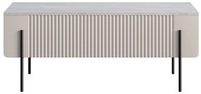 Masă cafea Malmi cu sertare și picioare metalice - cașmir / crem bianca / picioare negre