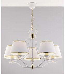 Jupiter 2084 - Candelabru pe lanț SAMBA, 5xE27/15W/230V, alb/auriu