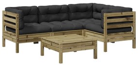 3299429 vidaXL Set mobilier de grădină cu perne, 5 piese, lemn de pin tratat