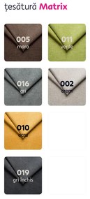 Colţar mic, piele ecologică alb/material textil gri, model stânga, SANTIAGO