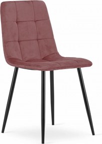 OFERTA Scaun de catifea roz KARA cu picioare negre calitatea II
