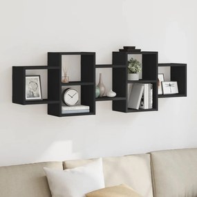 vidaXL Raft de perete, negru, 129x18x42 cm, lemn prelucrat