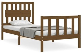 3192414 vidaXL Cadru de pat cu tăblie, maro miere, 90x200 cm, lemn masiv