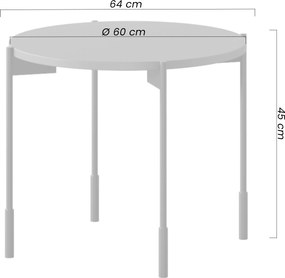 Măsuță de cafea rotundă Sonatia 60 cm cu picioare metalice - cașmir