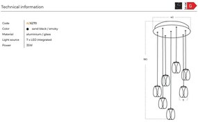 Lustra LED suspendata design modern PAMELA 7 round fumuriu