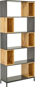 Biblioteca KIKO, stejar/gri antracit, 80x30x194 cm