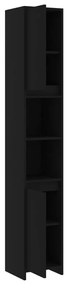 Dulap de baie, negru, 30x30x183,5 cm, PAL Negru, Fara maner, 1