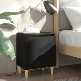 805818 vidaXL Noptiere cu picioare lemn masiv, 2 buc., negru, 40x30x50 cm