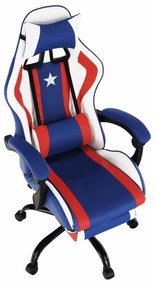 Scaun de birou, Captain America, piele eco albastru rosu alb, cu suport pentru picioare, Bortis Impex