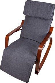 Scaun oscilant cu suport reglabil pentru picioare, cadru din lemn hazel - gri