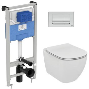 Set vas wc suspendat Ideal Standard Tesi AquaBlade cu capac inchidere lenta si rezervor Ideal Standard Prosys