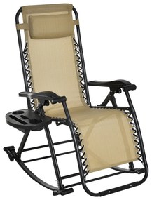 Scaun Ergonomic Outsunny, pliabil din Textilene si cadru din Otel, Bej | Aosom RO