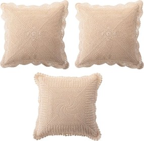 decoDoma Set de 3 fețe de pernă croșetate 40 x 40 cm