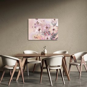 Tablou pe sticlă - Colaj de artă cu fluturi (70x50 cm)