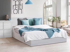 Pat de o persoana alb, SOFIA 120 x 200 cm Saltele: Cu saltele Deluxe 10 cm, Somiera pat: Cu lamele drepte