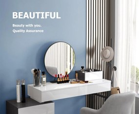 Masuta de toaleta pentru machiaj moderna cu oglinda Culoare - Alb; Negru DEPRIMO 14527