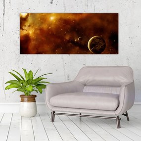 Tablou - Planete cu nebuloasă (120x50 cm)