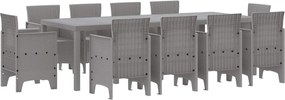 vidaXL Set de masă pentru grădină 11 pcs Gri deschis Polipropilenă