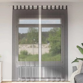 vidaXL Perdele din voile cu tablă 2 buc Negru