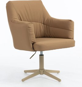 HR840CROSS Scaun Caramel Piele Ecologica Premium Soft cu Bază Crem