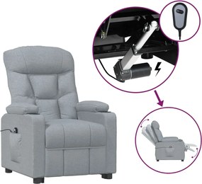vidaXL Fotoliu rabatabil electric, gri deschis, textil