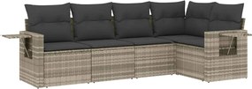 vidaXL Set canapele de grădină cu perne, 5 piese gri deschis poliratan