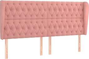 vidaXL Tăblie de pat cu aripioare, roz, 183x23x118/128 cm, catifea