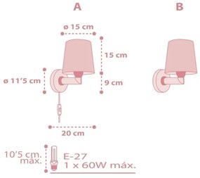 Aplică pentru copii STAR LIGHT 1xE27/60W/230V roz Dalber 82219S
