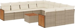 vidaXL Set canapele de grădină cu perne, 12 piese, bej, poliratan
