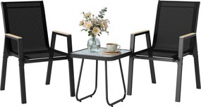 Outsunny Set Bistrou Exterior 3 Piese, Măsuță cu Piciorușe Reglabile | Aosom Romania