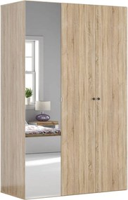 Dulap FLEX, stejar sonoma, PAL, cu 3 usi si oglinda, 150x66x240 cm