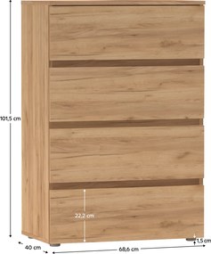 Comoda PARMAD, stejar craft auriu