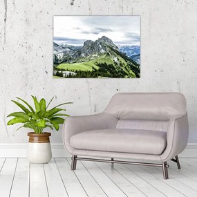 Tablou pe sticlă - Crestele munților (70x50 cm)