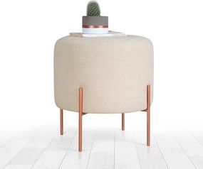 Taburet COPPER 46, crem/cupru, material textil/otel, 40x40x42 cm