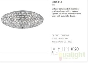 Plafonier cristal Venezian diam.53,5cm KING PL9 CROMO 073255