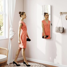 HOMCOM Dulap pentru Bijuterii Montabil pe Perete cu Oglindă Internă și LED-uri, Înălțime 120 cm, Economisire Spațiu, Sertare, Încuietoare și Cheie, Poliță Rabatabilă, Alb și Negru | Aosom Romania